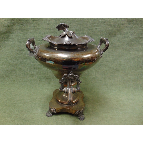 3 - 19th century Sheffield plated samovar, the handles moulded with acorns, the cover with floral finial... 