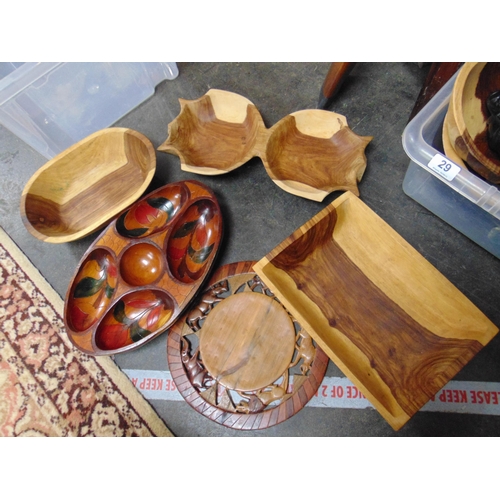 30 - Various turned wooden bowls etc.