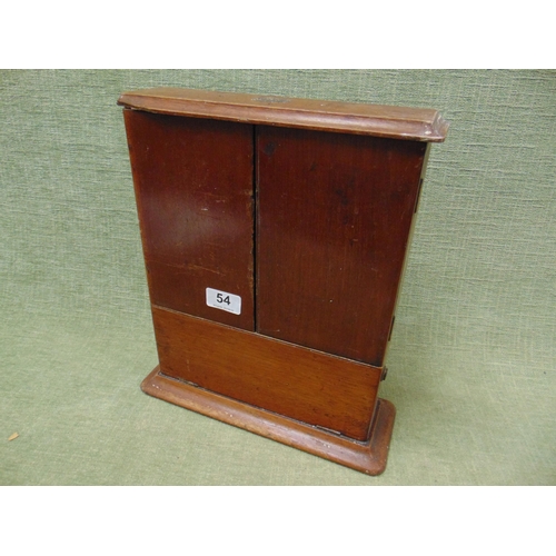 54 - Late 19th century mahogany three door key cupboard,