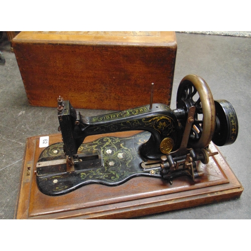 62 - Fisher Rossman manual sewing machine in case.