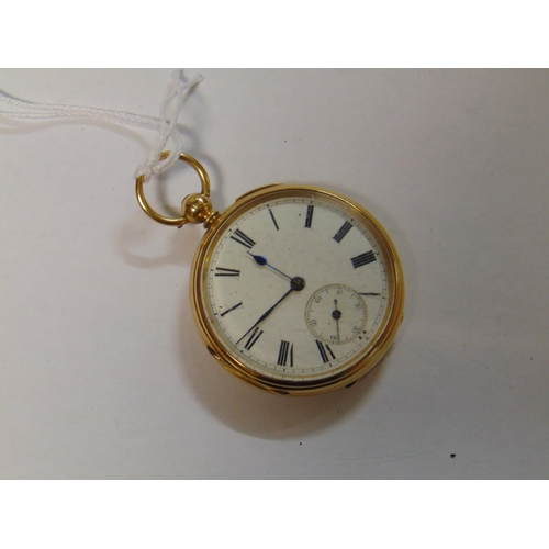 22 - 18ct gold pocket watch, open face with subsidiary seconds dial, key wind movement  signed Butt, Ches... 