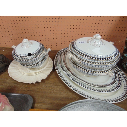 118 - Late 19th century part dinner service and a Belleek part service.