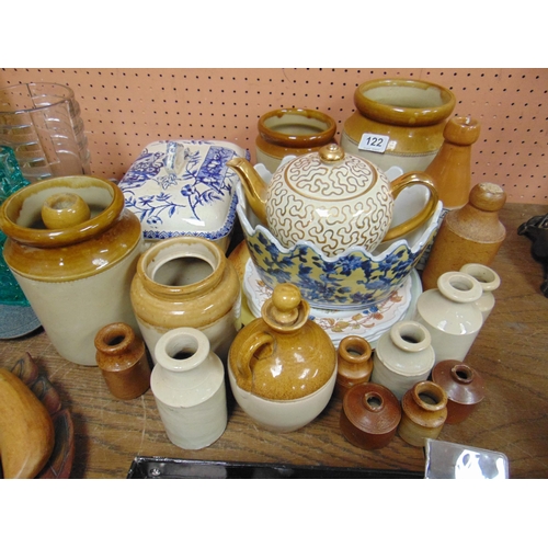 122 - Various stoneware bottles and containers etc.