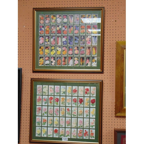 128 - Two framed sets of floral cigarette cards.