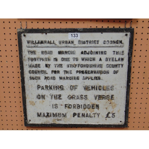 133 - Rectangular painted cast aluminium sign, Willenhall Urban District Council, 14 x 14