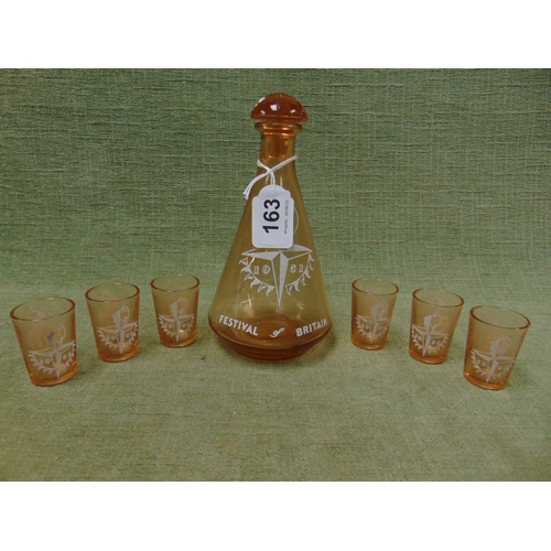 163 - 1951 Festival of Britain decanter and six glasses.