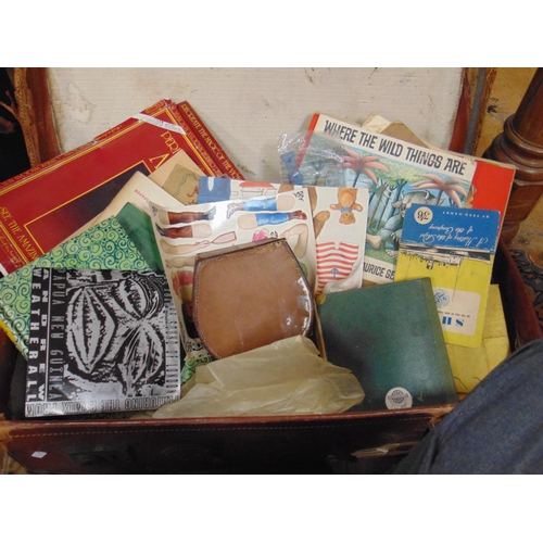 205 - Vintage suitcase containing a quantity of ephemera.