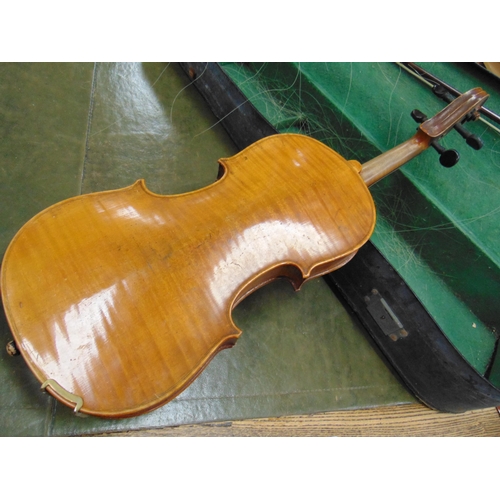 247 - Cased antique violin and bow.