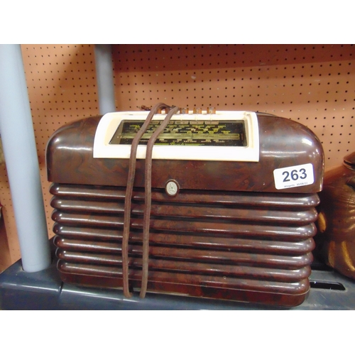 263 - Bush Art Deco bakelite cased radio.