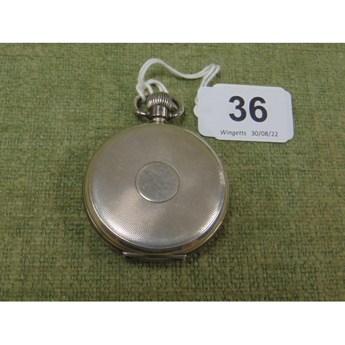 36 - Limit silver cased open faced pocket watch, top wind.