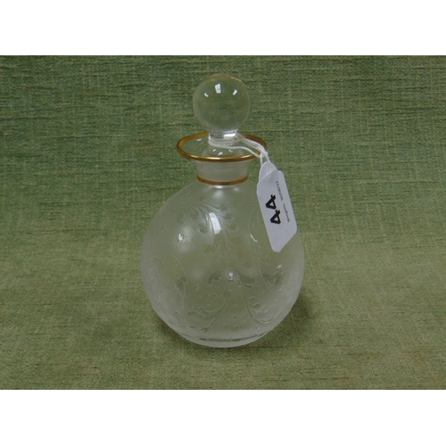 44 - Murano globular etched glass scent bottle with stopper, 5.75