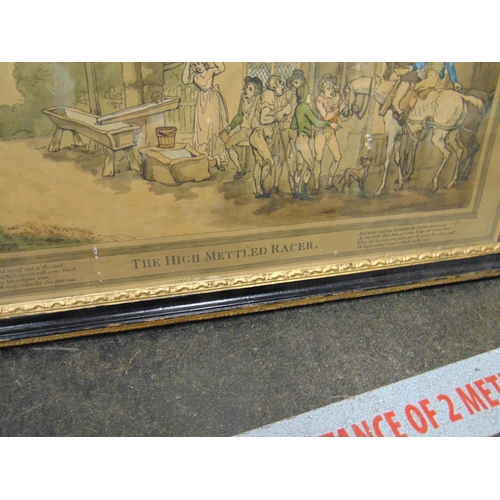 480 - Thomas Rowlandson, set of three framed and glazed engraved aquatints, 'The High Mettled Racer'. Each... 