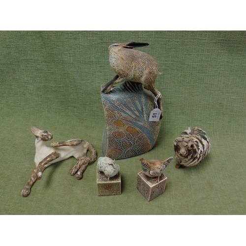 51 - Cornish studio pottery figure of a hare, 12