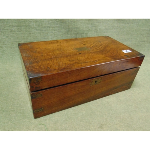 55 - Victorian brass bound walnut writing box, 18