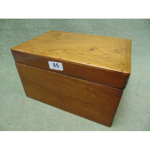 85 - Mahogany box containing sewing accessories.