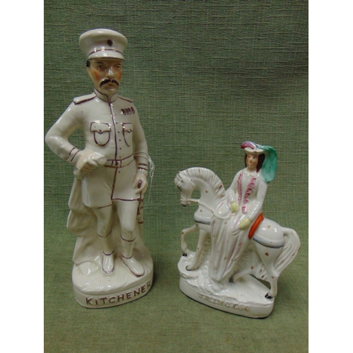 92 - Two 19th century Staffordshire figures, Kitchener, 14