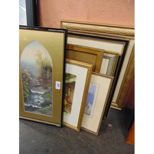 97 - Collection of framed and glazed prints, various scenes.