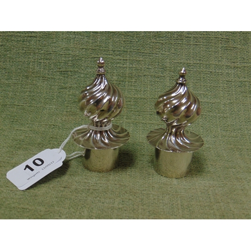 10 - Pair of Edwardian silver wrythen finials, London 1906, 3