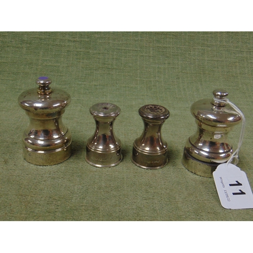 11 - Pair of silver salt and pepper grinders, 2.75