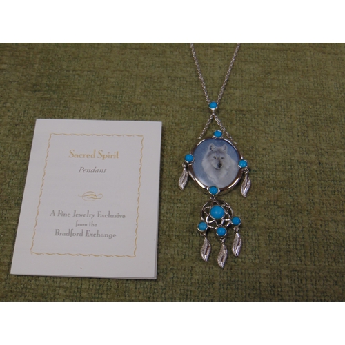 20 - Bradford Exchange 'Sacred Spirit' silver pendant, in case and box with certificate.