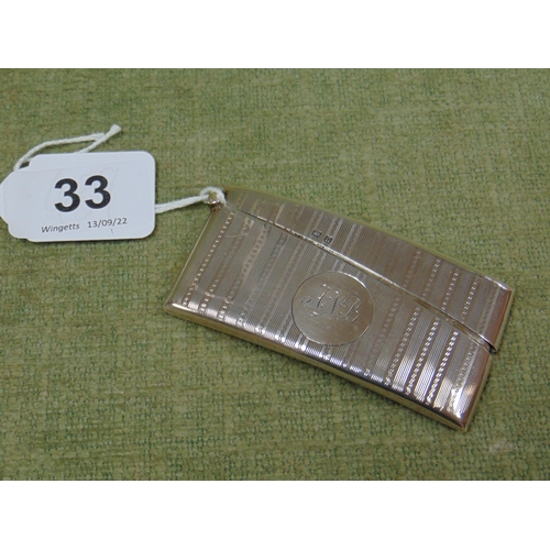 33 - George V silver card case with engine turned decoration, monogrammed ANB, Birmingham 1912, maker T H... 