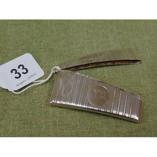 33 - George V silver card case with engine turned decoration, monogrammed ANB, Birmingham 1912, maker T H... 