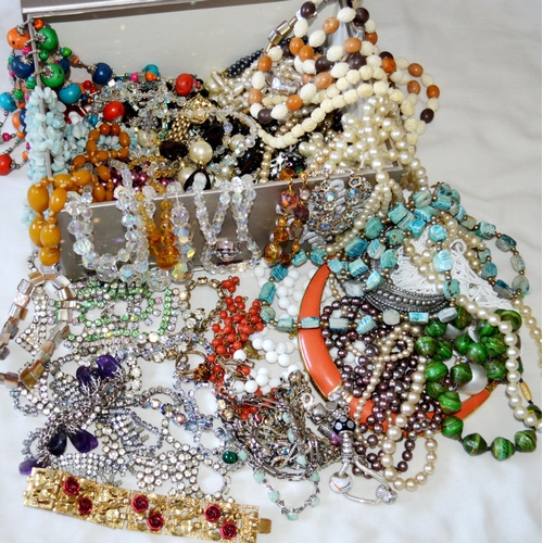 51 - Various costume jewellery bead necklaces etc.