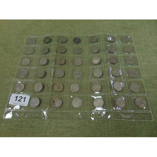 121 - Collection of silver sixpences.