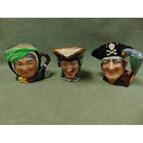 124 - Three Royal Doulton character jugs, Sairey Gamp. Long John Silver and Dick Turpin.