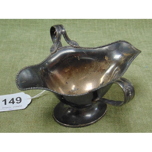 149 - Silver twin handled sauceboat, maker Baker Bros Chester 1906. 3.8 oz.