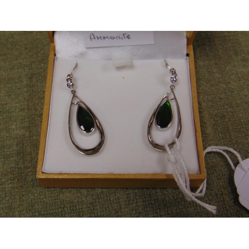 157 - 925 silver pair of earrings, set with Ammonite.