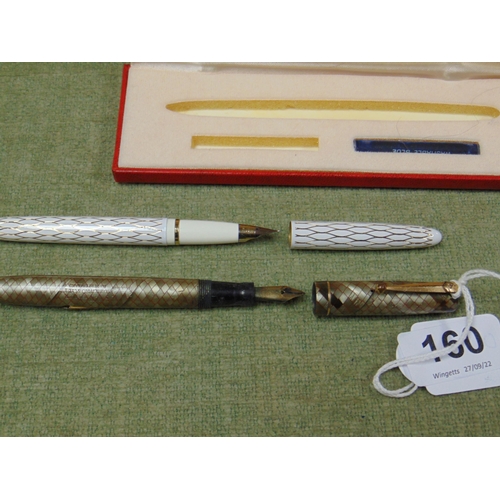 160 - Cased Lady Shaeffer fountain pen in case, together with a swan fountain pen, having 14ct nib.