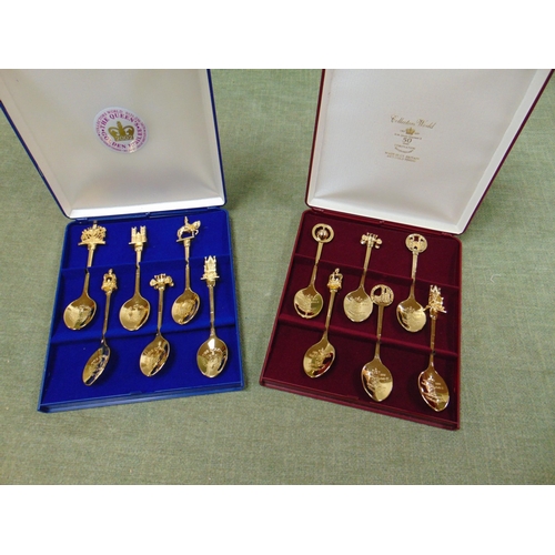 173 - Two cased sets of spoons, commemorating the Queen's Golden Jubilee and 50 years of coronation, both ... 