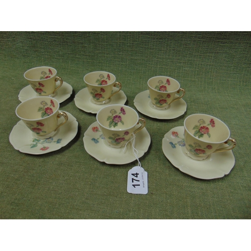 174 - Limoges six person floral decorated coffee service.