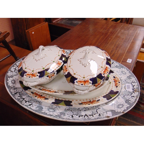 195 - Victorian oval Ashworths transfer decorated Turkey plate, together with a part dinner service.