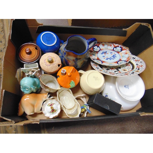 206 - Various preserve jars, mixed china, etc.