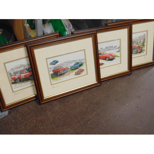 278 - Graham Andrews, set of four framed and glazed limited edition colour prints, motor cars, each signed... 