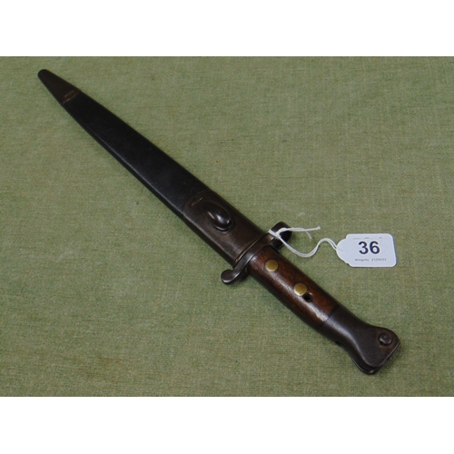 36 - British Military 1903 pattern bayonet , blade with crowned ER cipher, maker Sanderson Sheffield.