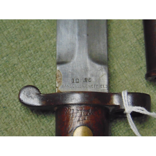 36 - British Military 1903 pattern bayonet , blade with crowned ER cipher, maker Sanderson Sheffield.