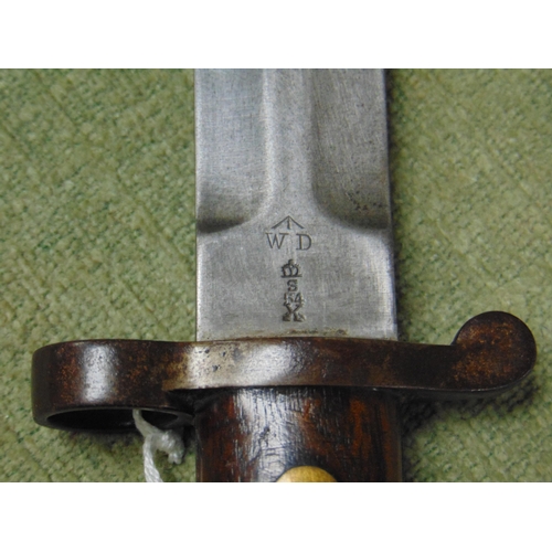 36 - British Military 1903 pattern bayonet , blade with crowned ER cipher, maker Sanderson Sheffield.