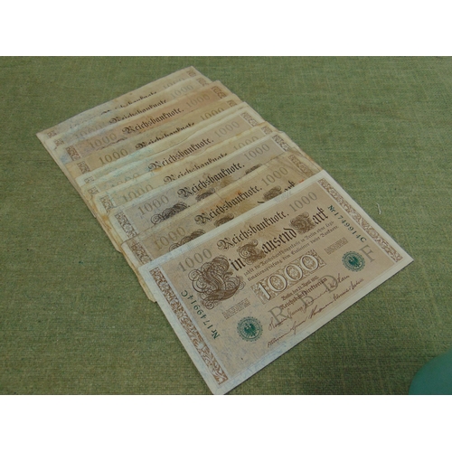 389 - Ten Imperial 1000 Reichmark banknotes, dated 21st April 1910.