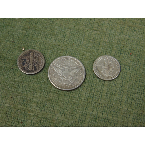 390 - Three US Silver coins,  25 cents , VF conditions , and two dimes 1917 & 1937.