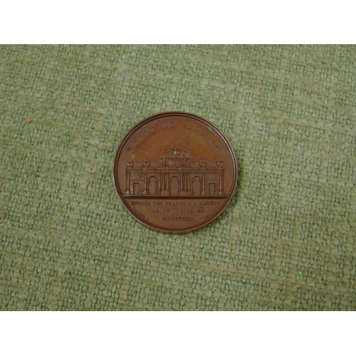 395 - Bronze medallion by Andrieu commemorating the French occupation of Madrid 1808 depicting bust of Nap... 