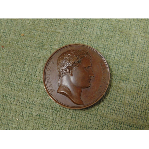 395 - Bronze medallion by Andrieu commemorating the French occupation of Madrid 1808 depicting bust of Nap... 