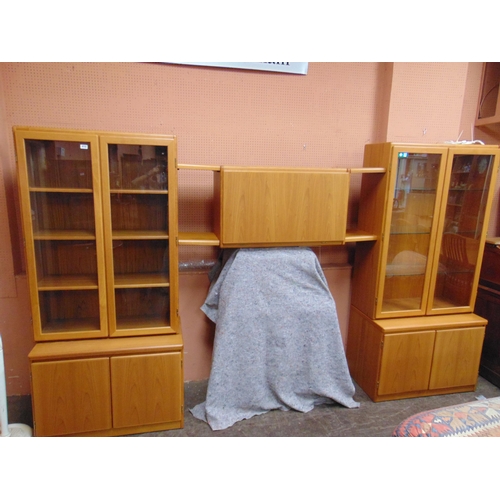 Skovby teak framed lounge fitment, comprising pair of glazed