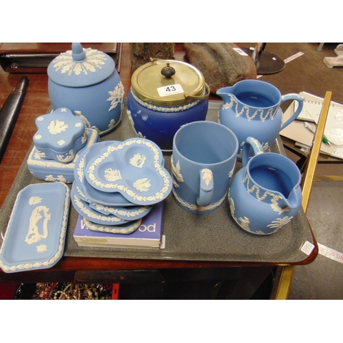 43 - Collection of Wedgwood blue Jasper ware.