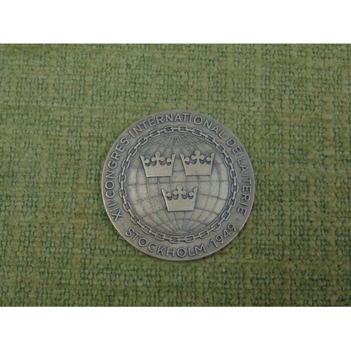 5 - Silver Swedish Medallion 1949, Stockholm Milk conference.