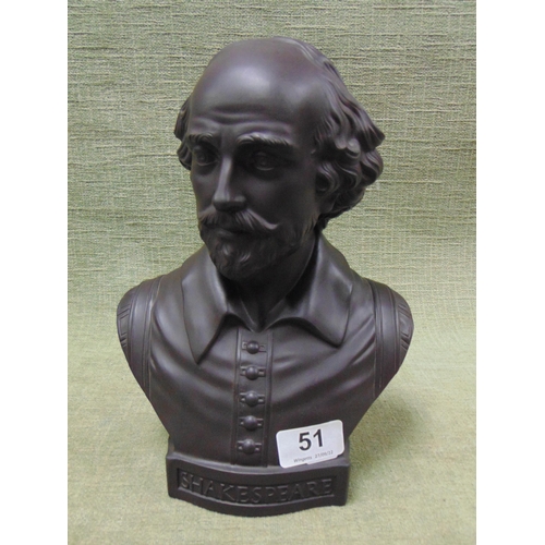 51 - Wedgwood black basalt bust, modelled as William Shakespeare. 10