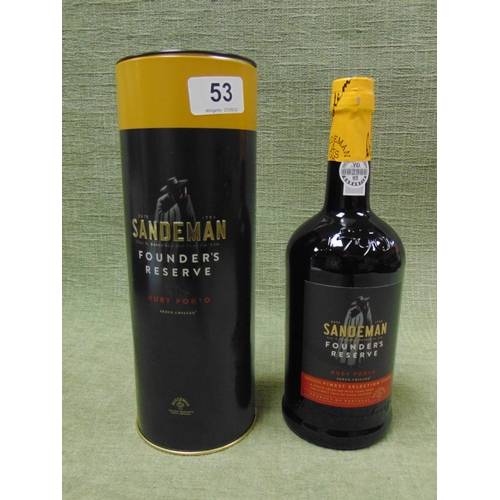 53 - Cased bottle of Sandeman finest reserve ruby port. 750ml. 20%.