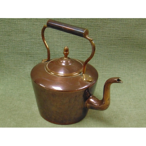 58 - Antique copper kettle, having acorn finial.